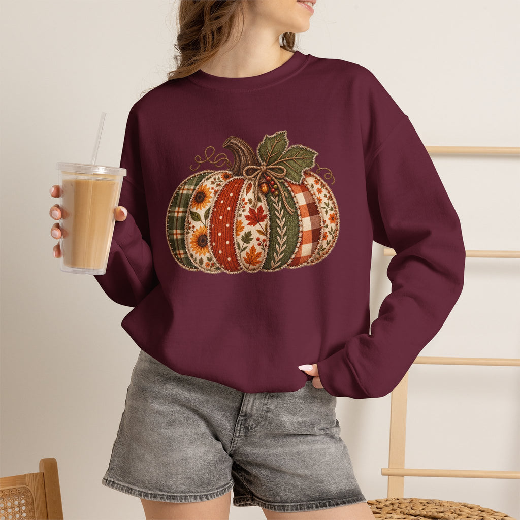 Autumn Patchwork Pumpkin Sweatshirt