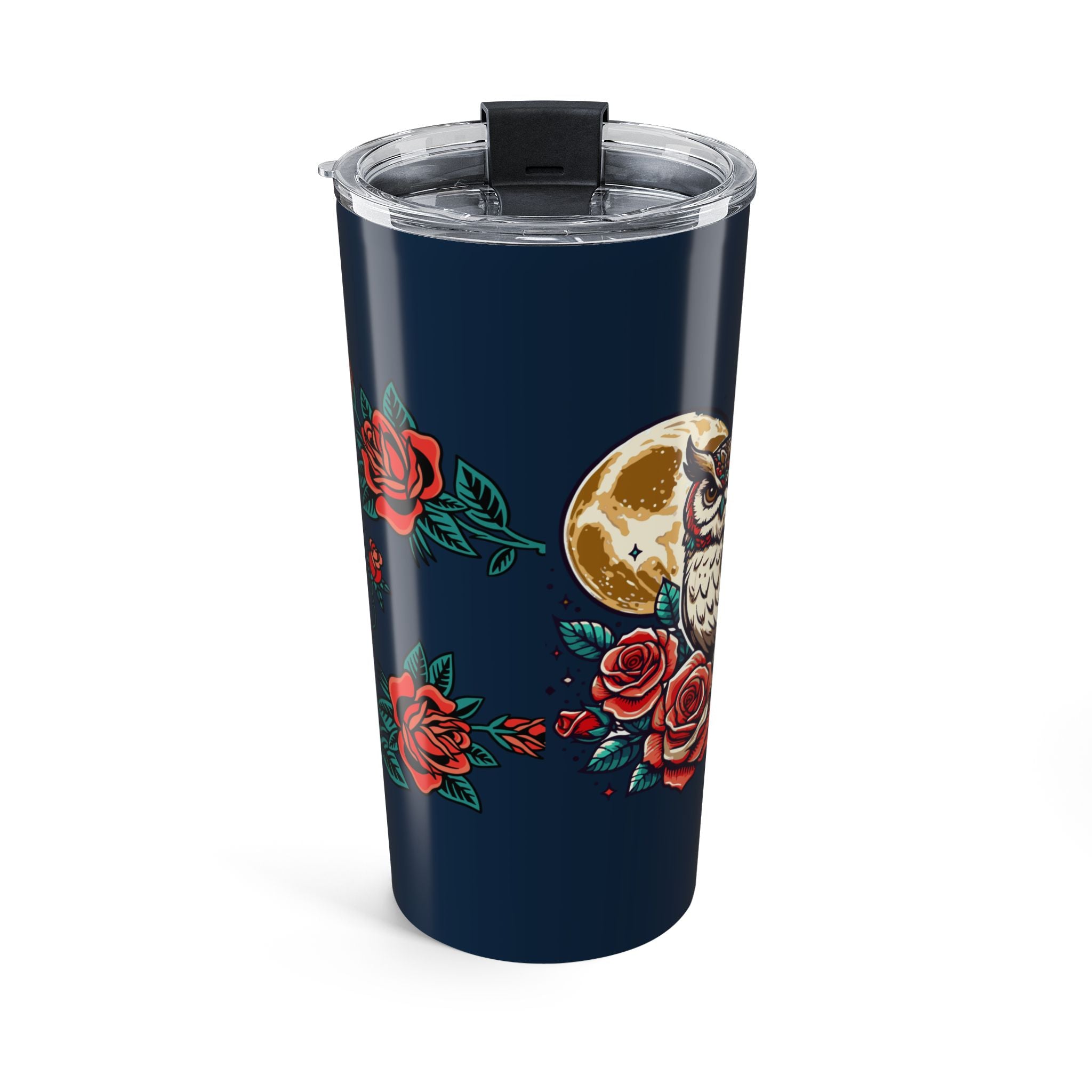 20oz Rose & Owl Tumbler — Insulated Floral Travel Cup