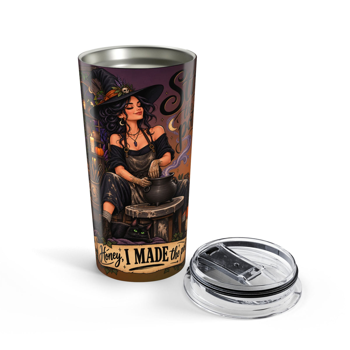 Witchy Autumn 20oz Tumbler – 'Honey, I Made the Brew' Halloween Travel Cup
