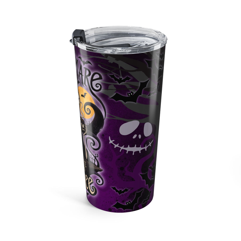20oz Tumbler — "Nightmare Before Coffee" Halloween Skull Travel Mug