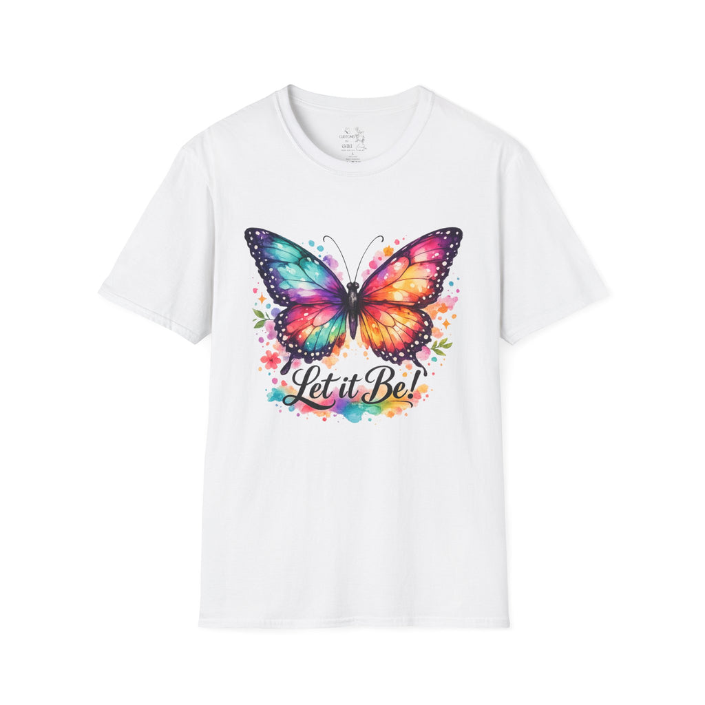 Butterfly "Let It Be" T-Shirt — Colorful Watercolor Wings Graphic Tee