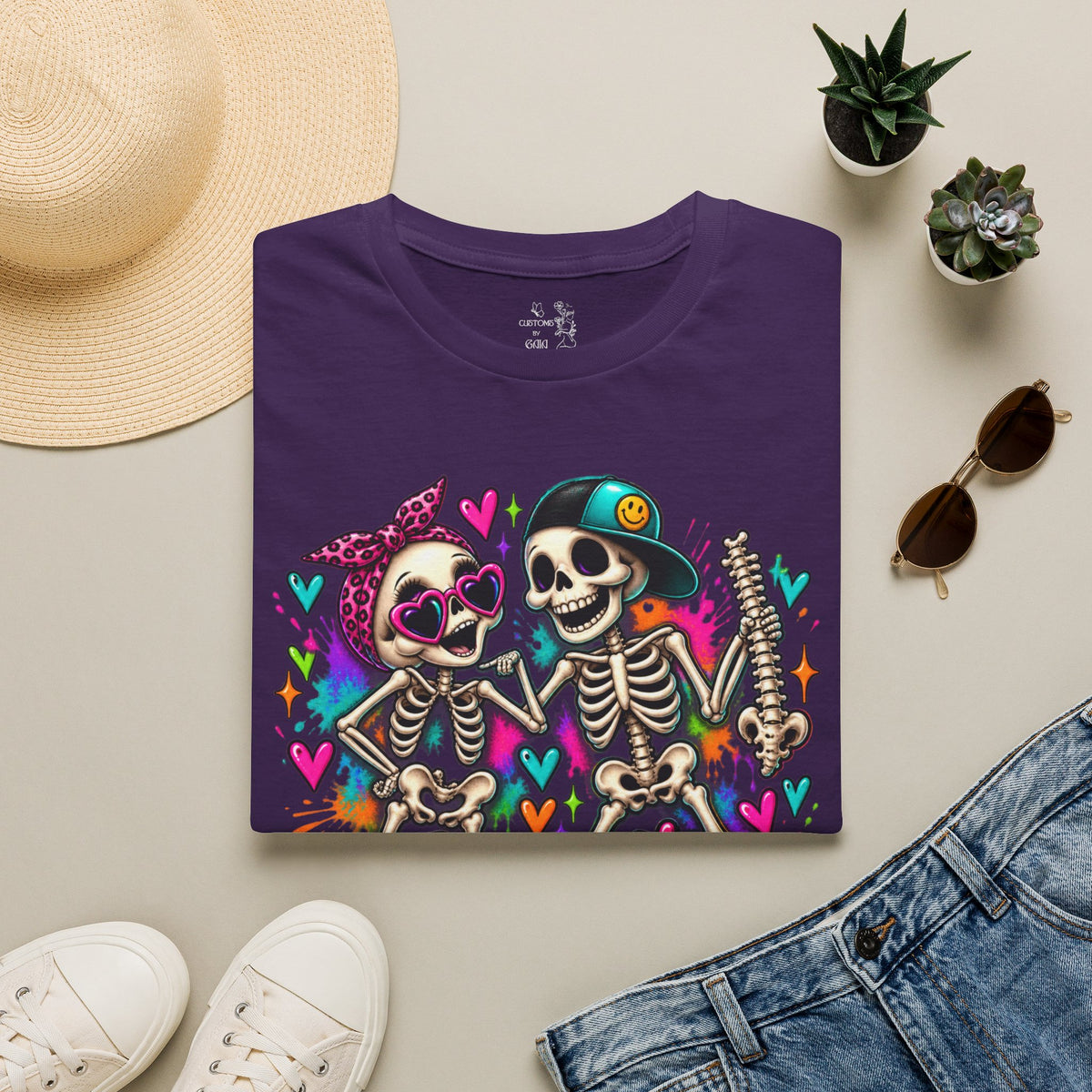 T-Shirt — Colorful Skeleton 'I've Got Your Back' Friend Graphic Tee