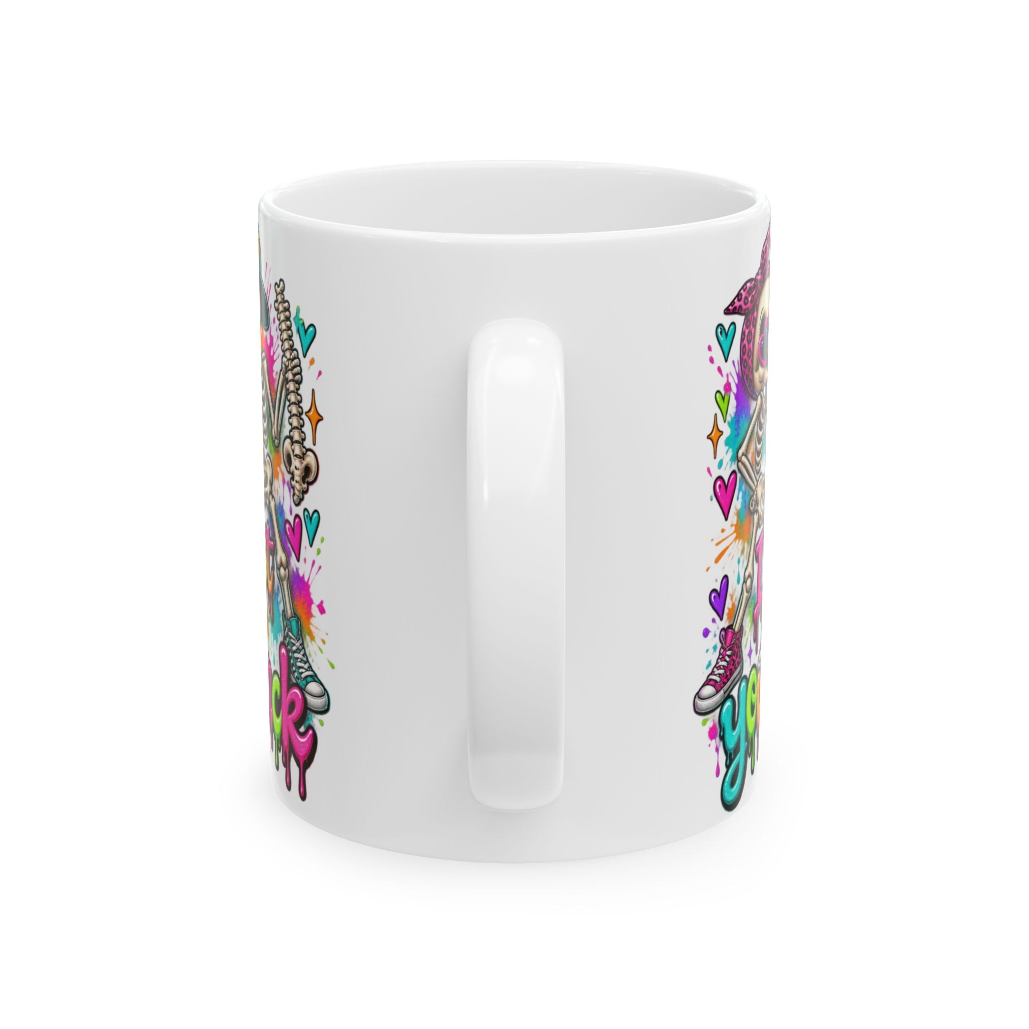Skeleton Rocker Ceramic Mug — Colorful 'I've Got Your Back' Coffee Cup (11oz & 15oz)