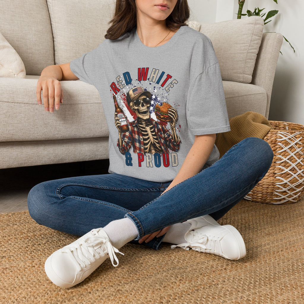 Patriotic Skull T-Shirt — "Red White & Proud" Independence Day Tee