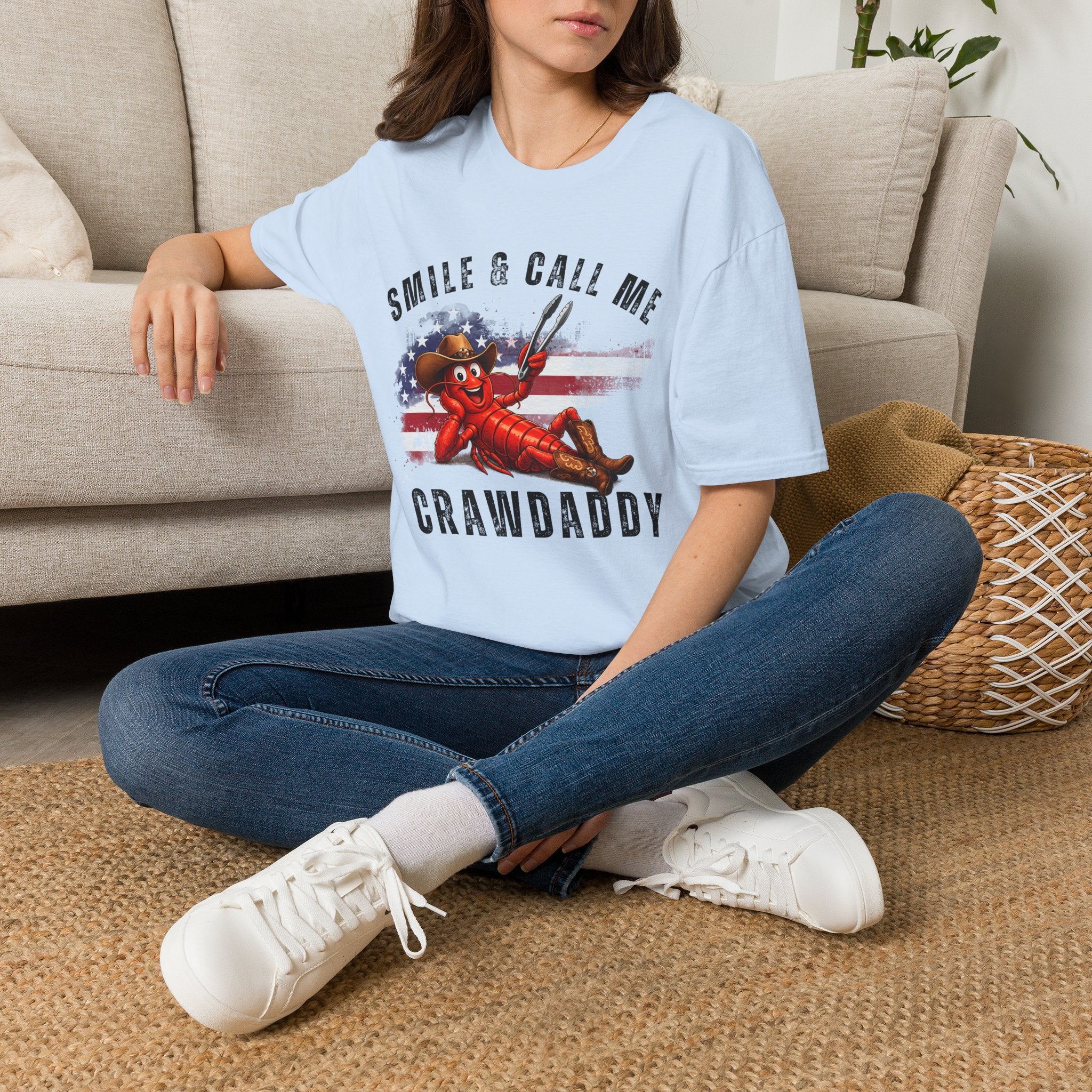 Crawfish T-Shirt — "Smile & Call Me Crawdaddy" Patriotic Cajun Tee