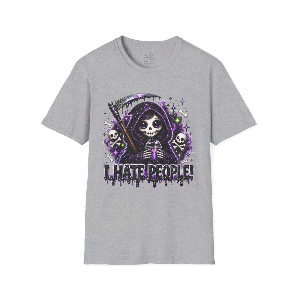 Grim Reaper Tee — 'I Hate People' Gothic Skull Shirt
