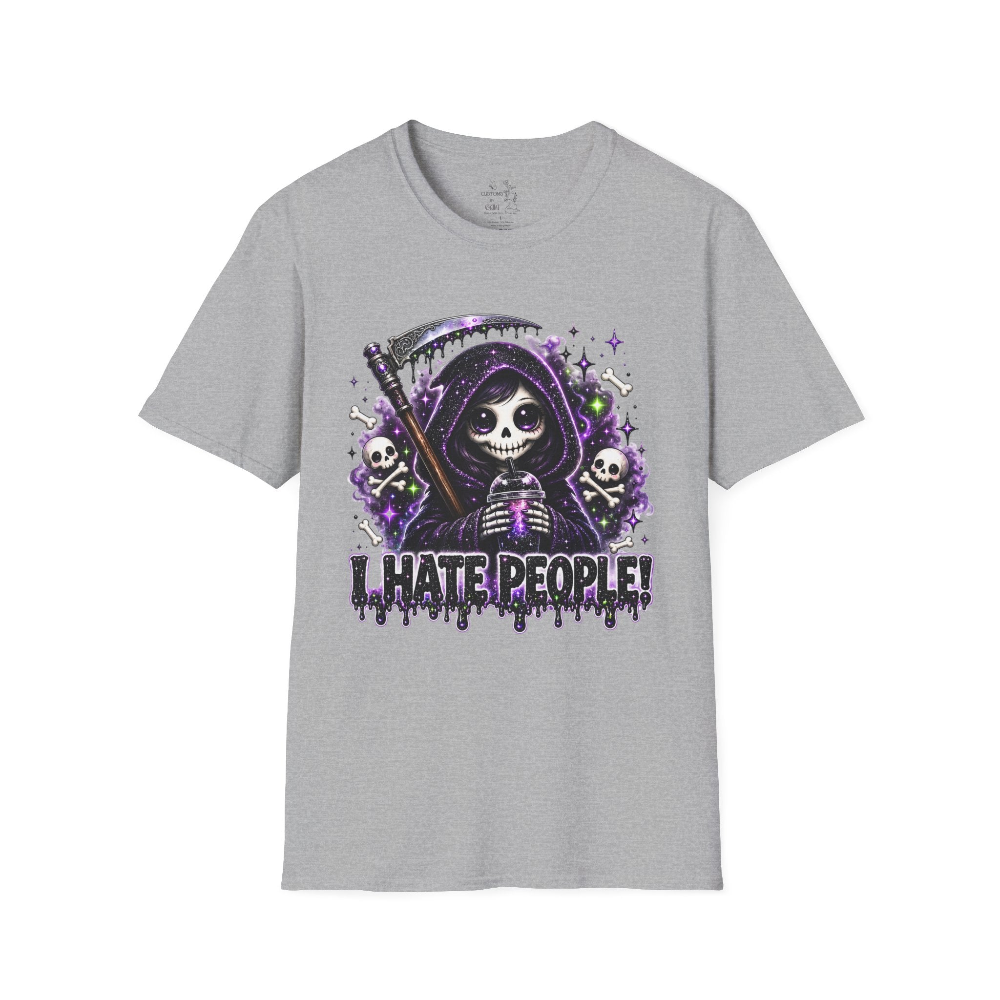 Grim Reaper Tee — 'I Hate People' Gothic Skull Shirt