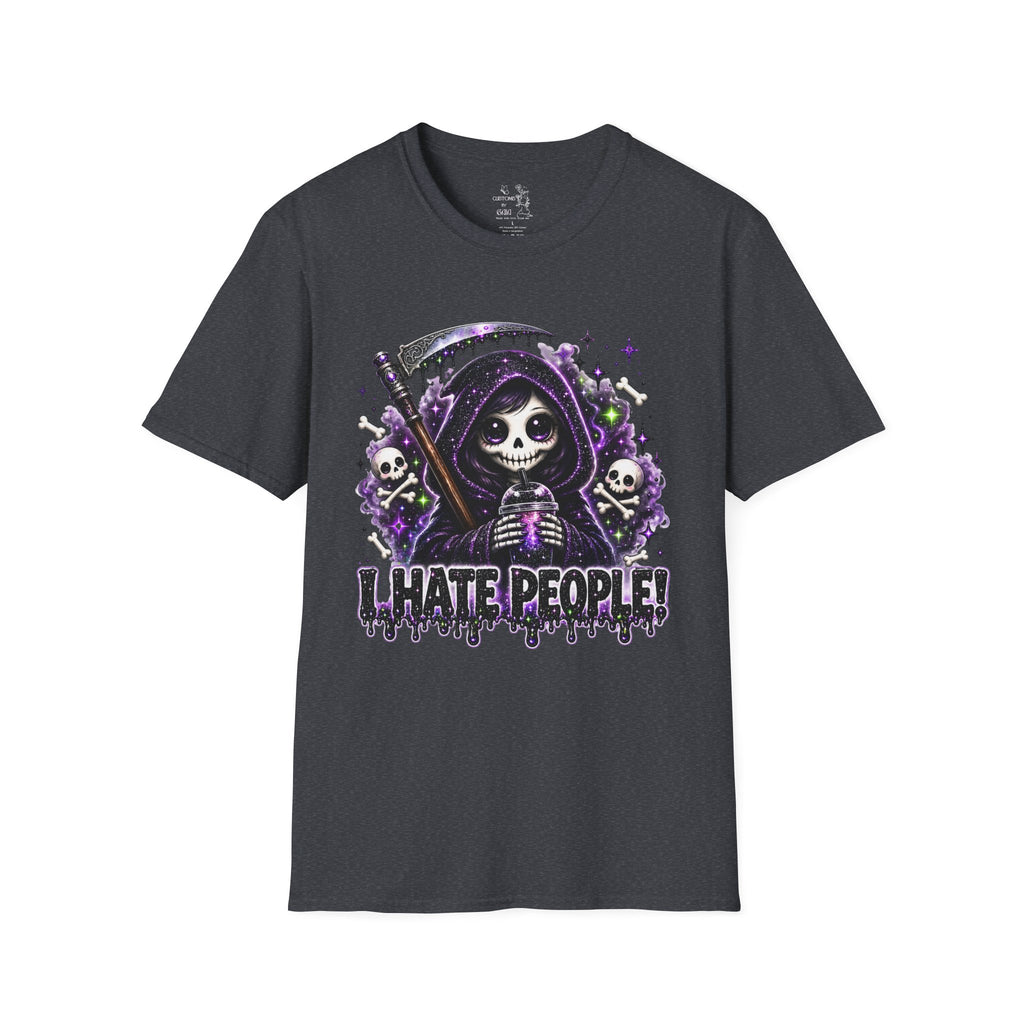 Grim Reaper Tee — 'I Hate People' Gothic Skull Shirt