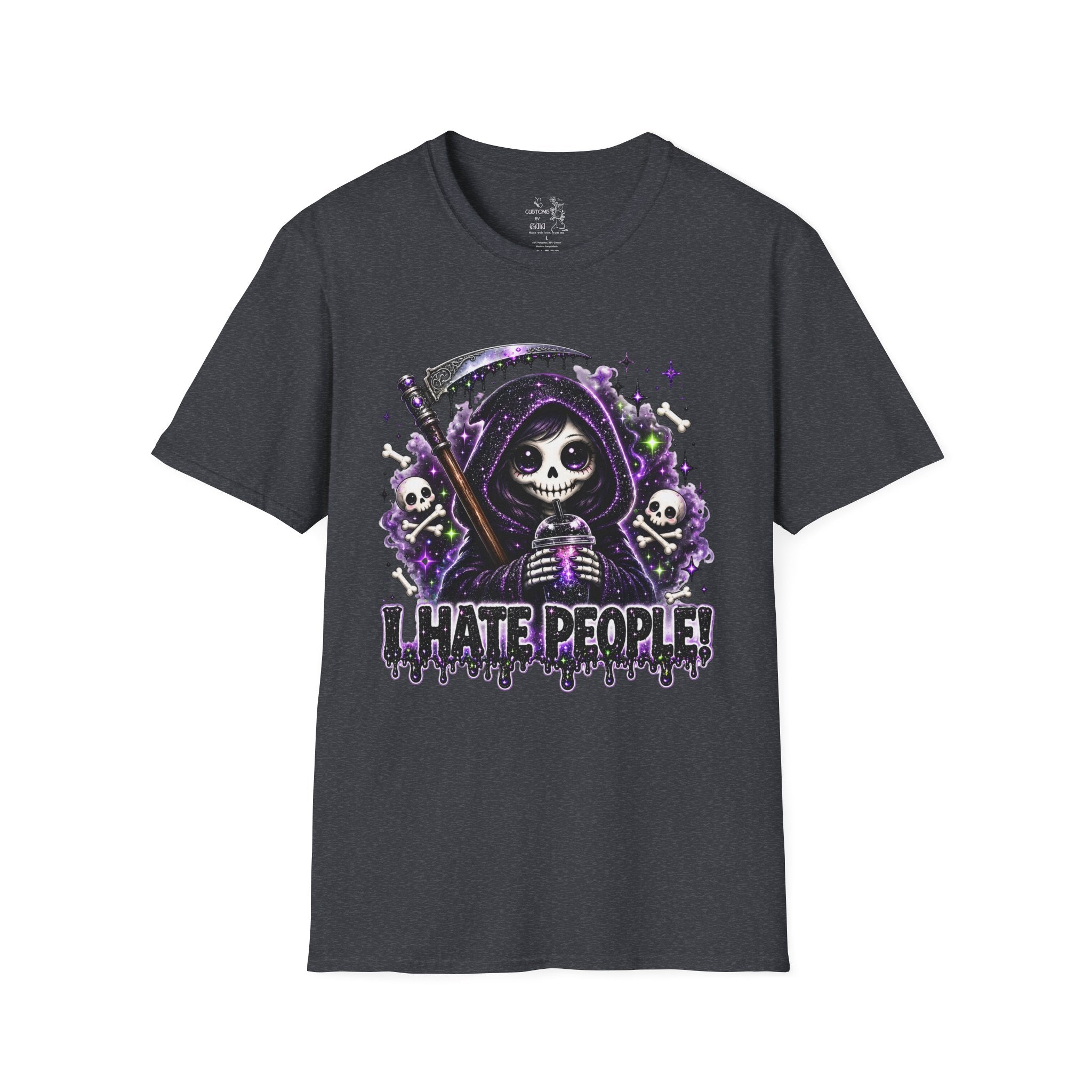 Grim Reaper Tee — 'I Hate People' Gothic Skull Shirt