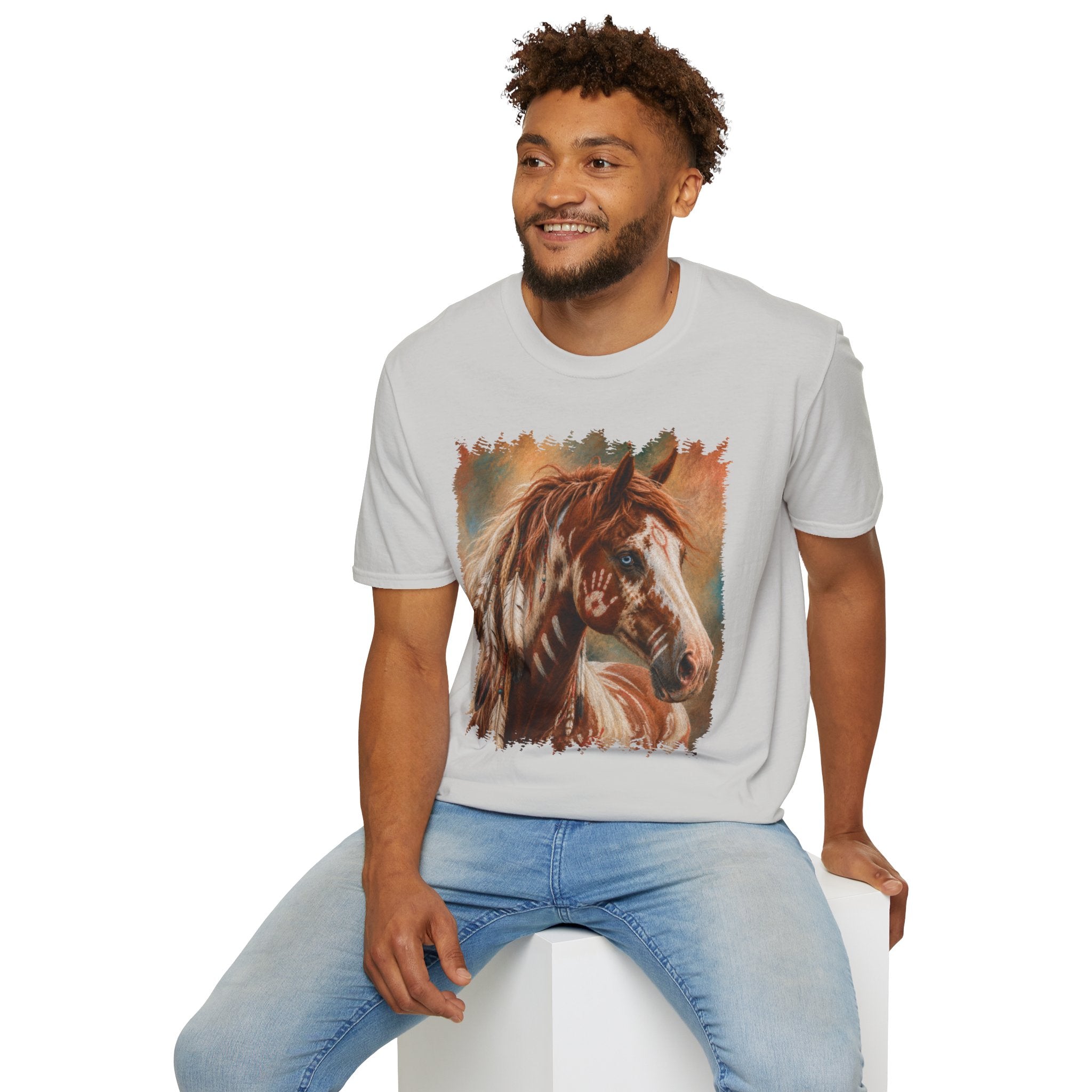 Horse Portrait T-Shirt — Blue-Eyed Paint Horse Art Tee