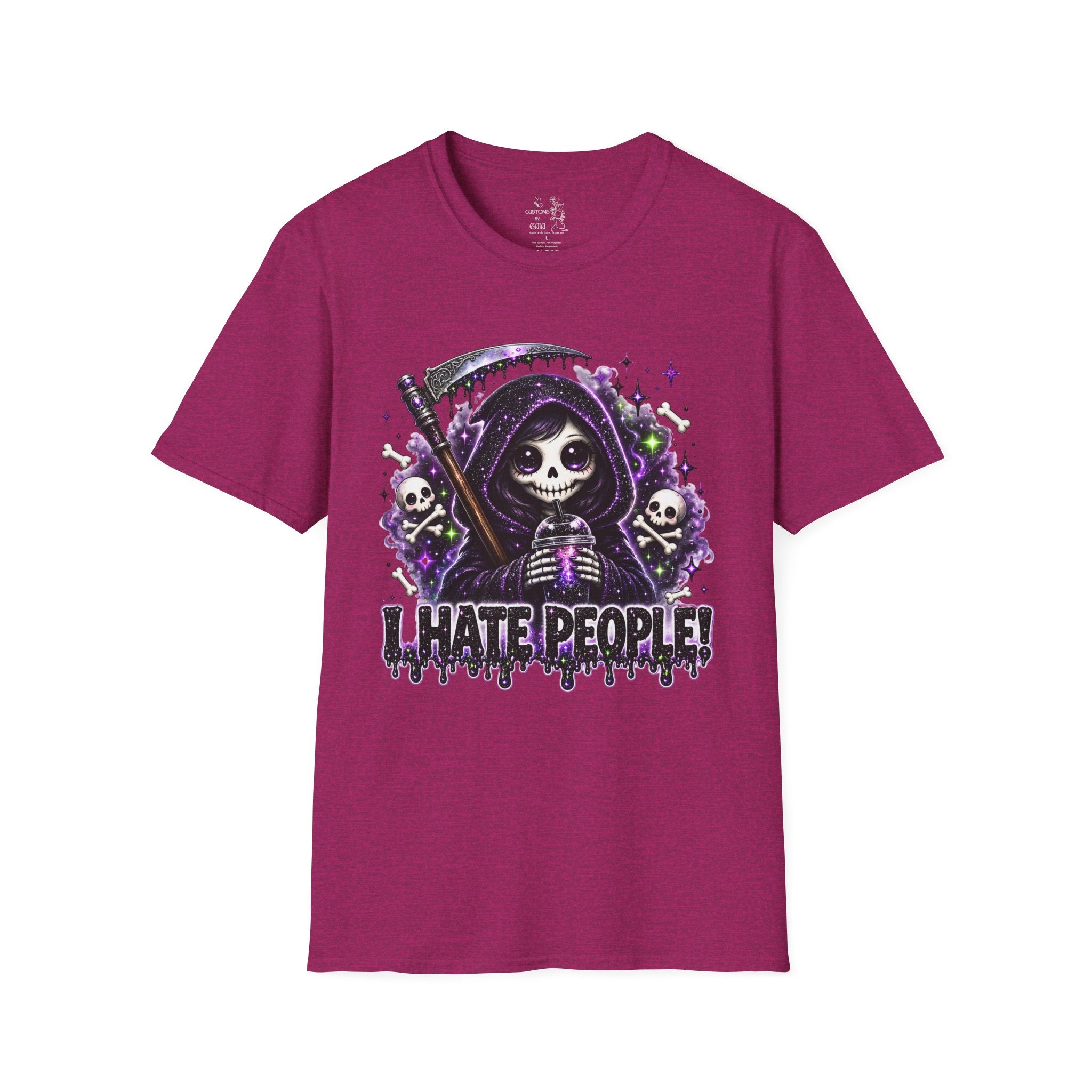 Grim Reaper Tee — 'I Hate People' Gothic Skull Shirt