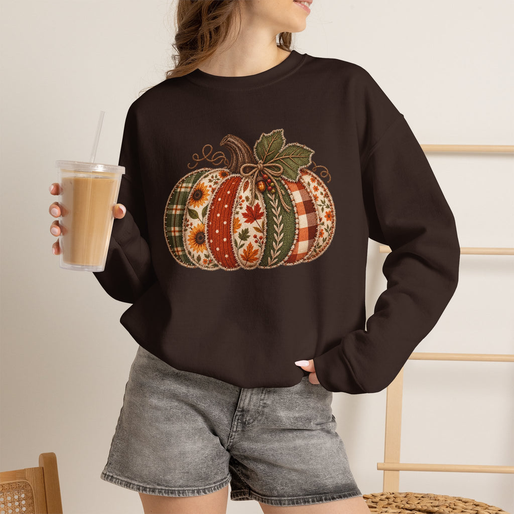Autumn Patchwork Pumpkin Sweatshirt