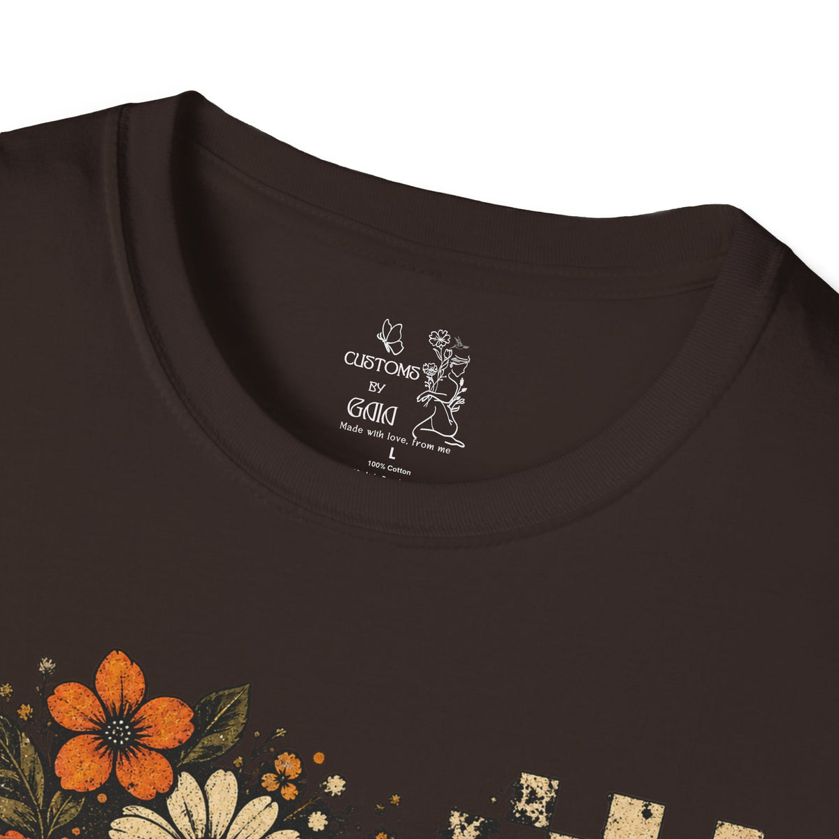 Floral Skull T-Shirt – Gothic Sunflower Checkerboard Design