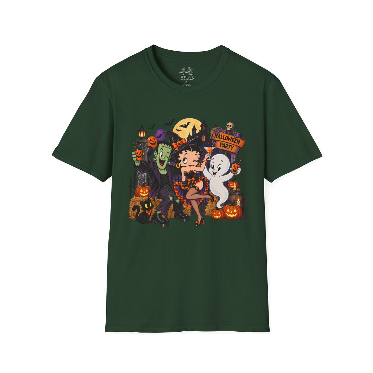 Halloween Party T‑Shirt — Betty Boop & Classic Cartoon Ghosts Costume Tee