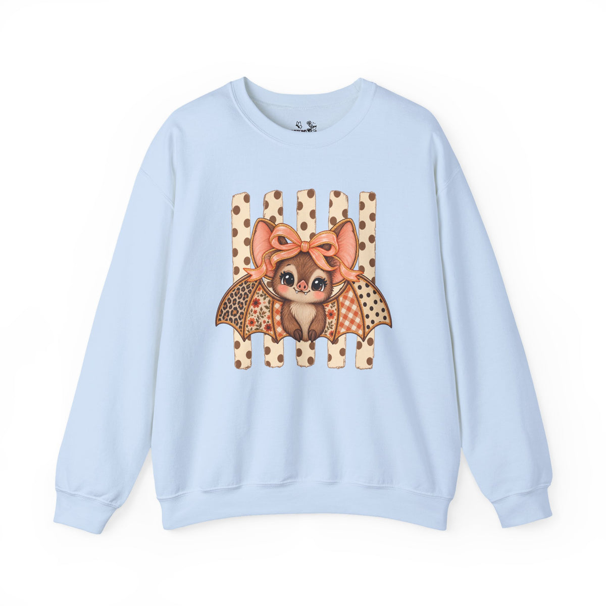 Cute Bat Crewneck Sweatshirt — Kawaii Bat with Bow Graphic