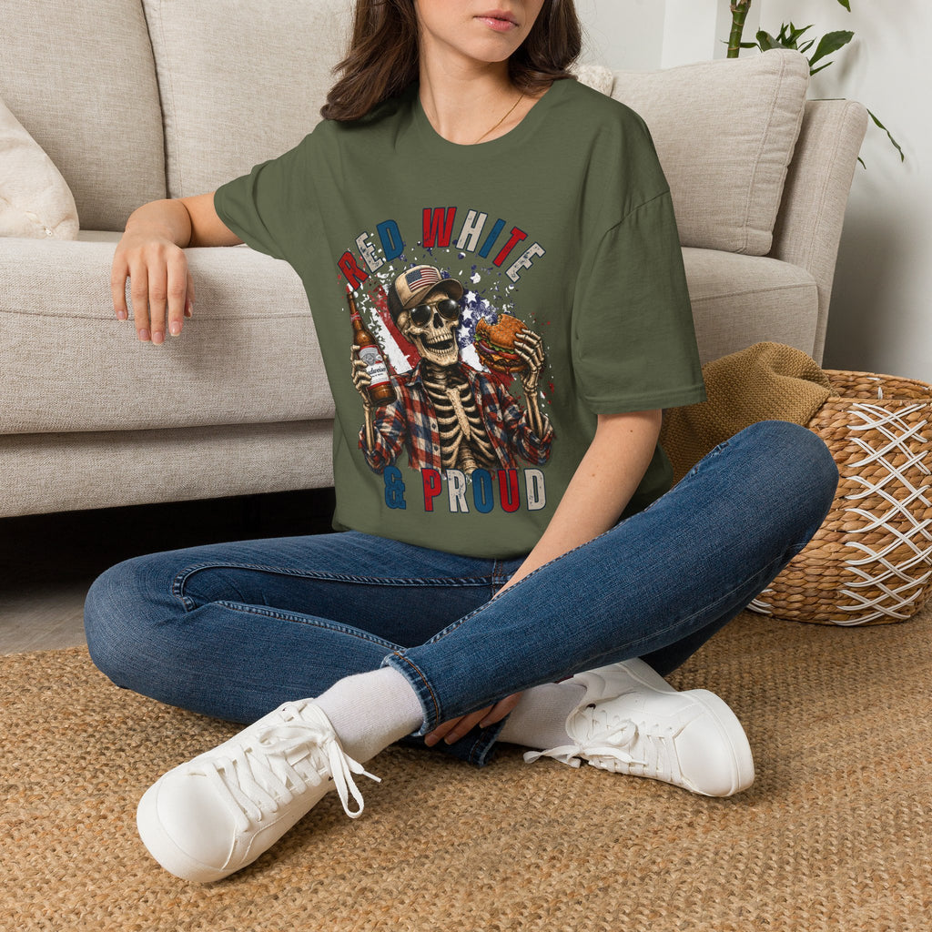 Patriotic Skull T-Shirt — "Red White & Proud" Independence Day Tee