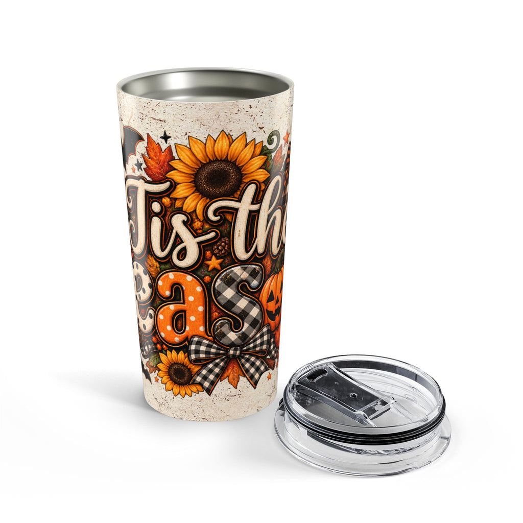 20oz Fall/Halloween Tumbler — 'Tis the Season' Sunflower & Pumpkin Travel Mug