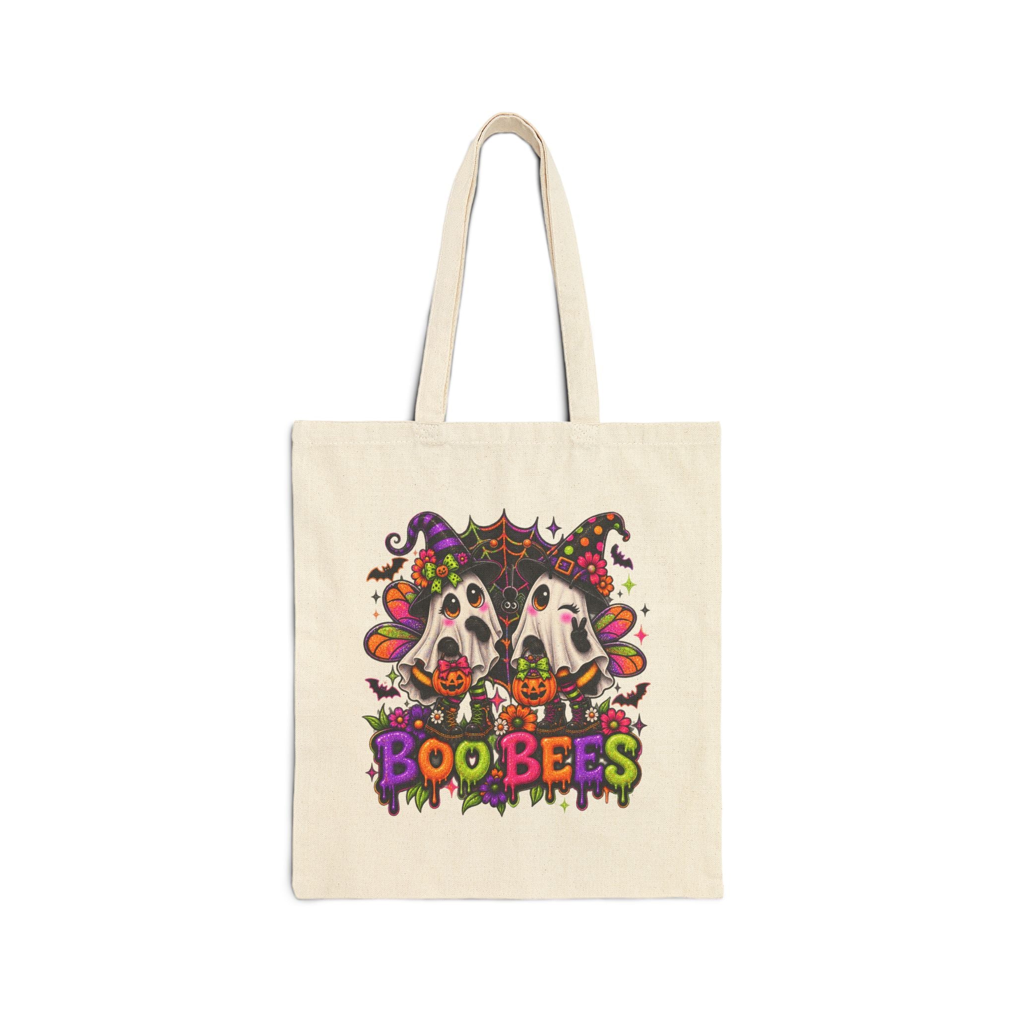 Halloween 'Boo Bees' Cotton Canvas Tote Bag - Cute Spooky Trick-or-Treat Market Bag
