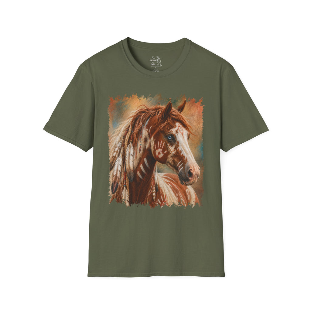 Horse Portrait T-Shirt — Blue-Eyed Paint Horse Art Tee