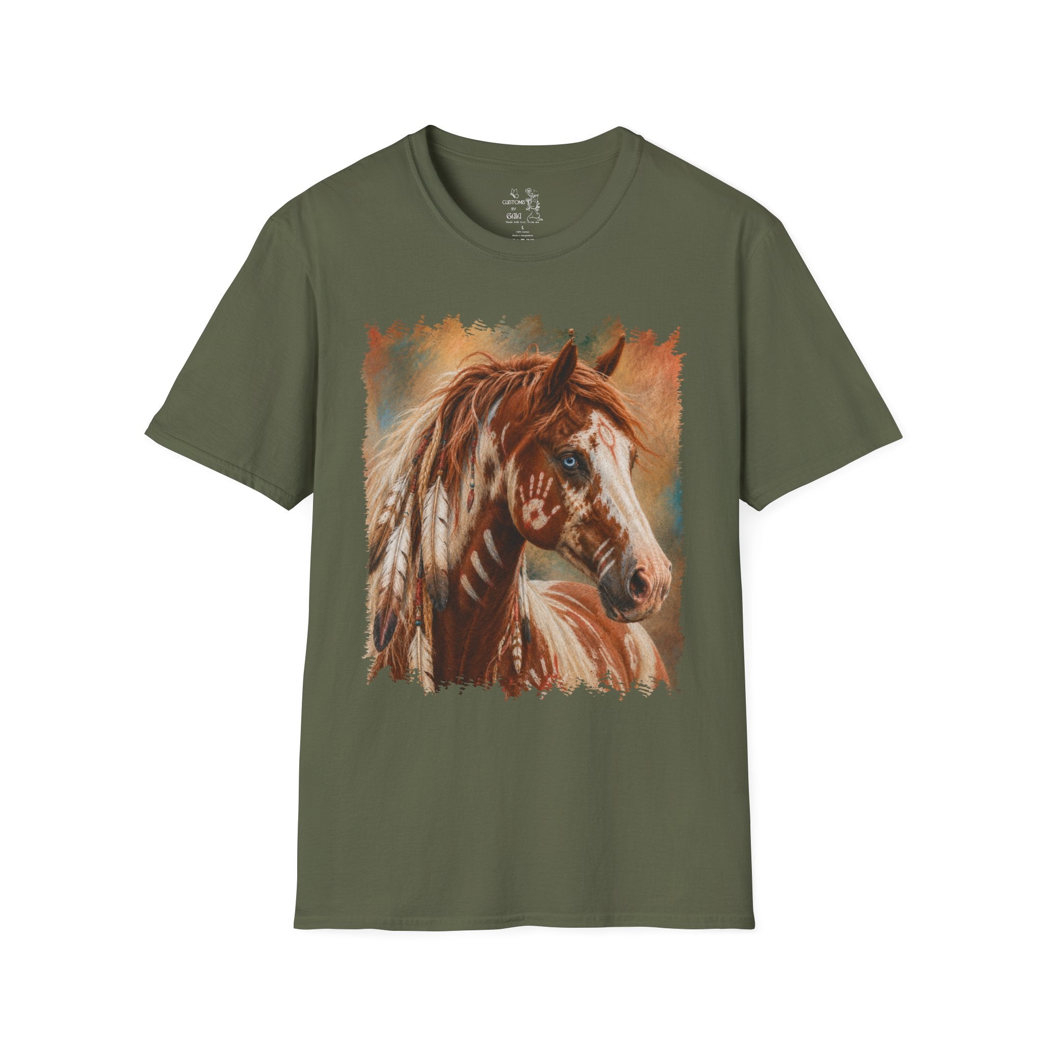 Horse Portrait T-Shirt — Blue-Eyed Paint Horse Art Tee