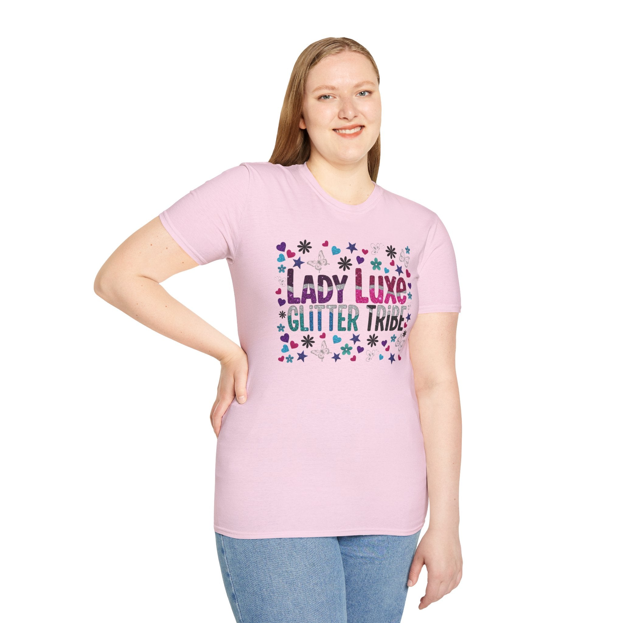 T-Shirt — "Lady Luxe Glitter Tribe" Sparkle Graphic Tee