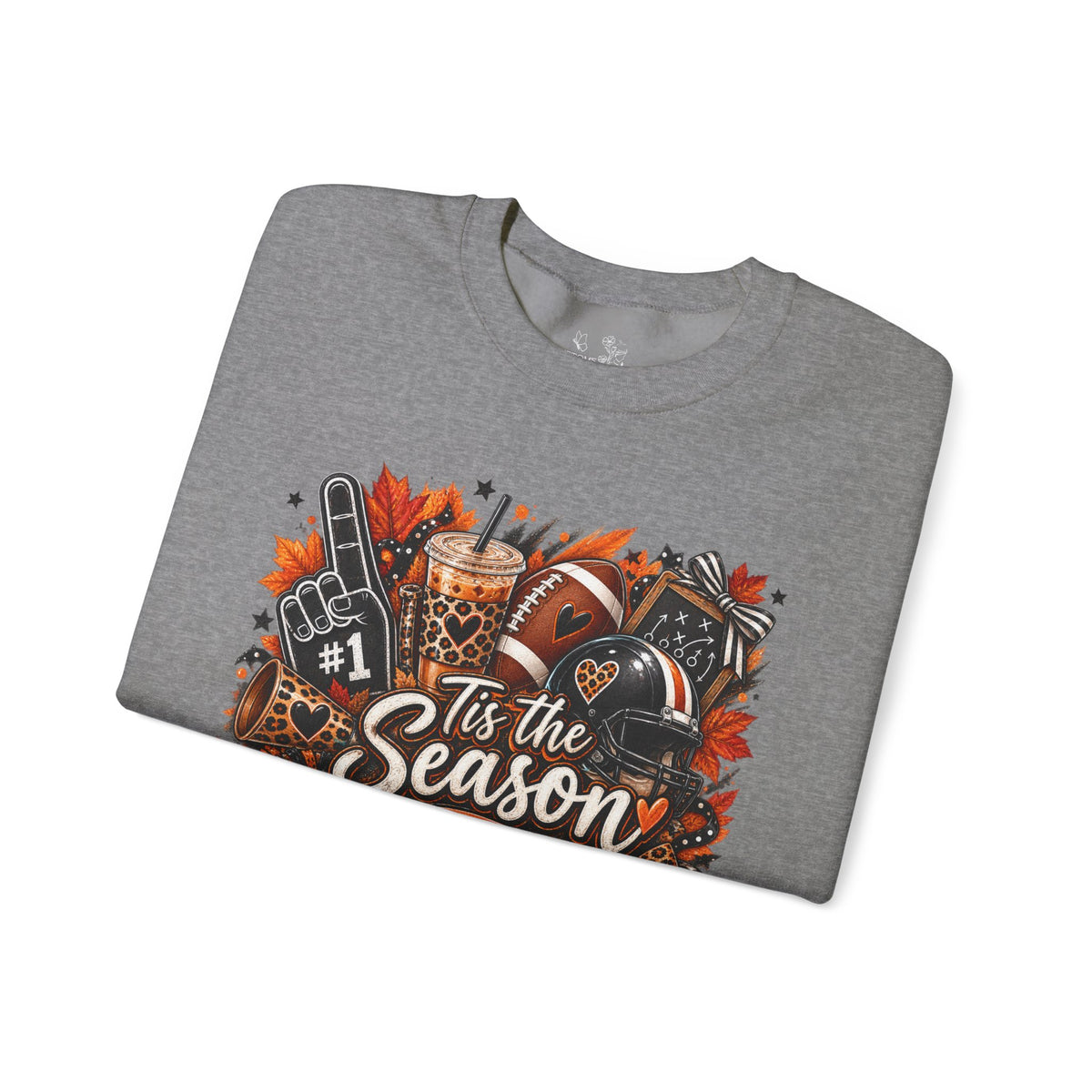 Tis the Season Fall Sweatshirt - Cozy Autumn Leaves & Football Crewneck