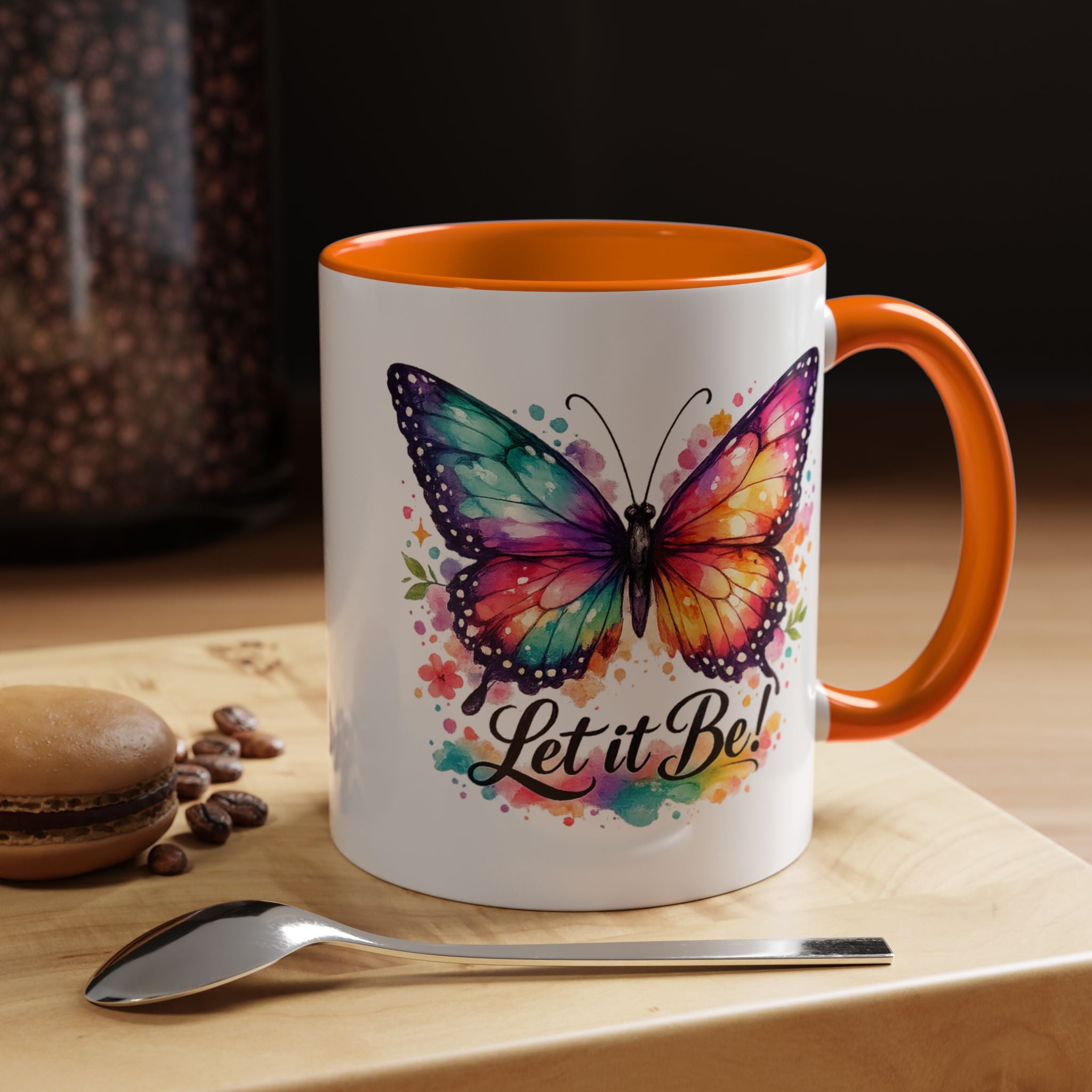 Let It Be Butterfly Accent Coffee Mug — Colorful Inspirational 11/15oz