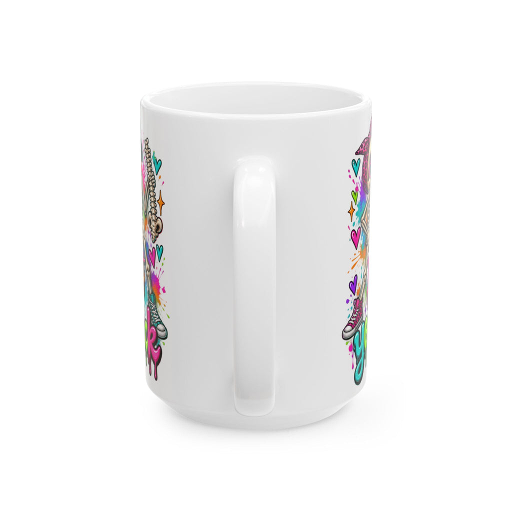 Skeleton Rocker Ceramic Mug — Colorful 'I've Got Your Back' Coffee Cup (11oz & 15oz)