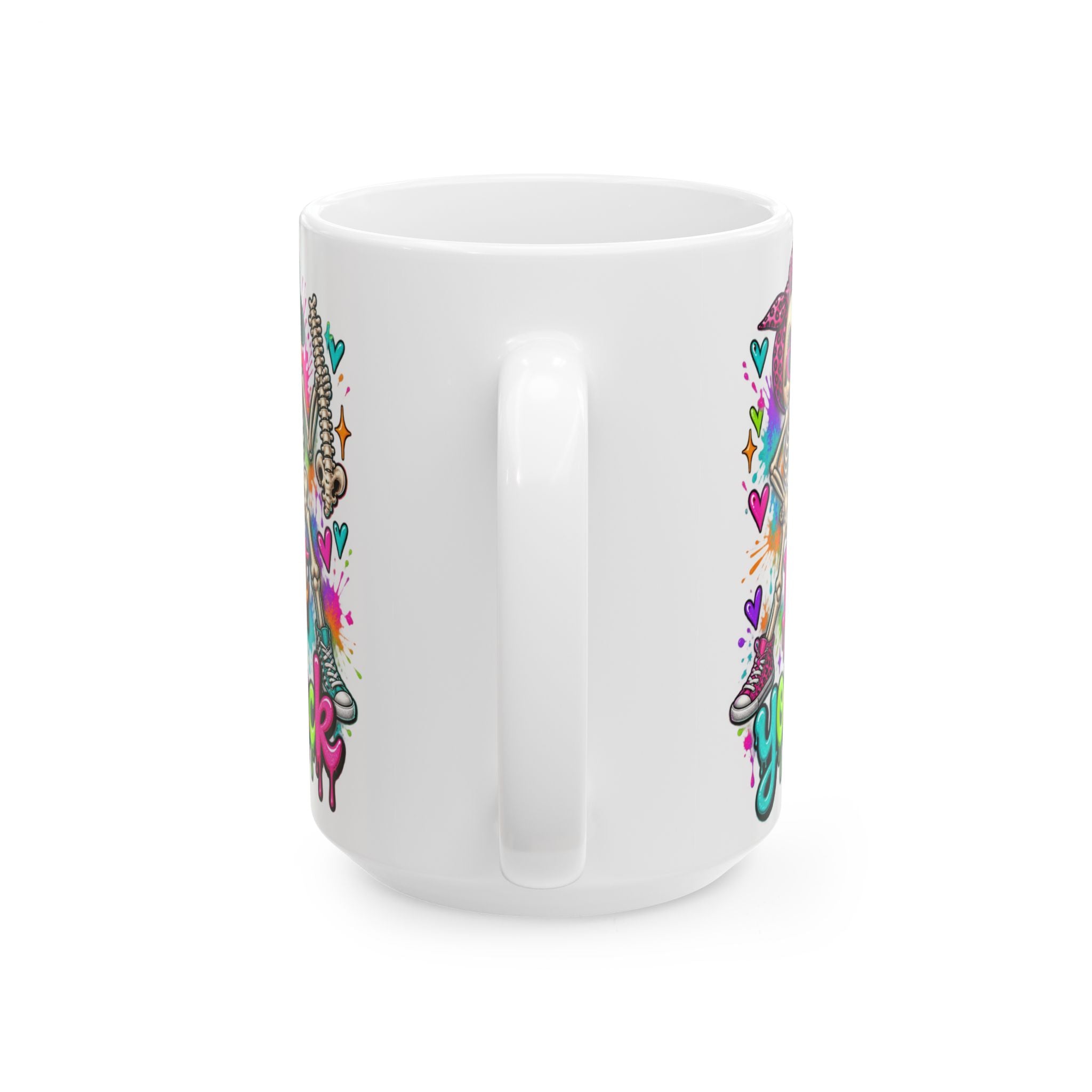 Skeleton Rocker Ceramic Mug — Colorful 'I've Got Your Back' Coffee Cup (11oz & 15oz)