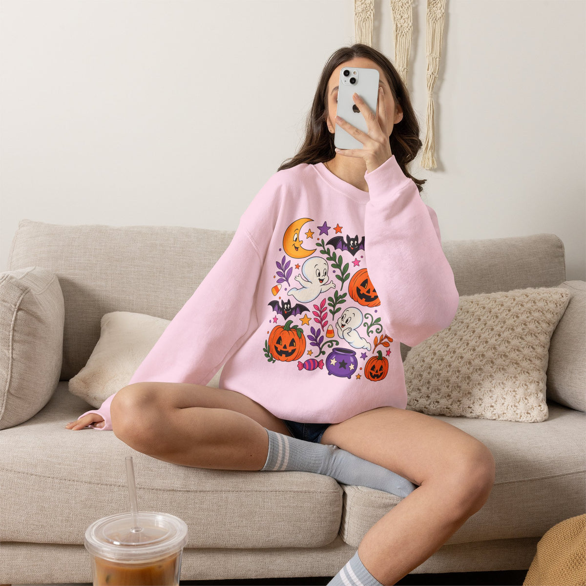 Halloween Ghosts & Pumpkins Crewneck Sweatshirt