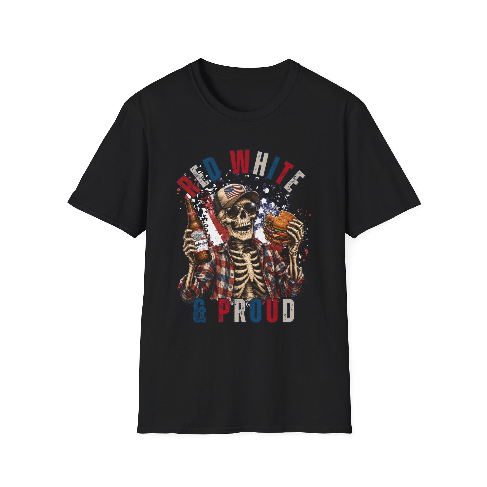Patriotic Skull T-Shirt — "Red White & Proud" Independence Day Tee
