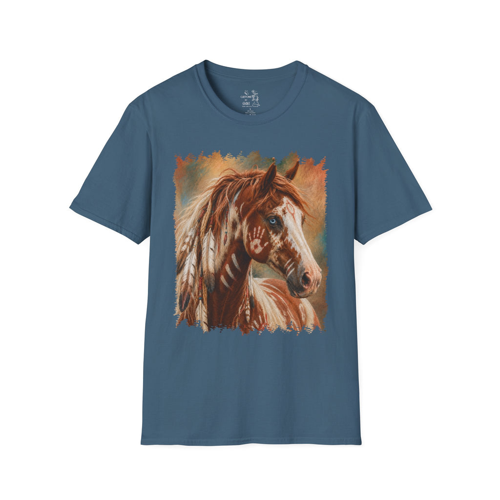 Horse Portrait T-Shirt — Blue-Eyed Paint Horse Art Tee
