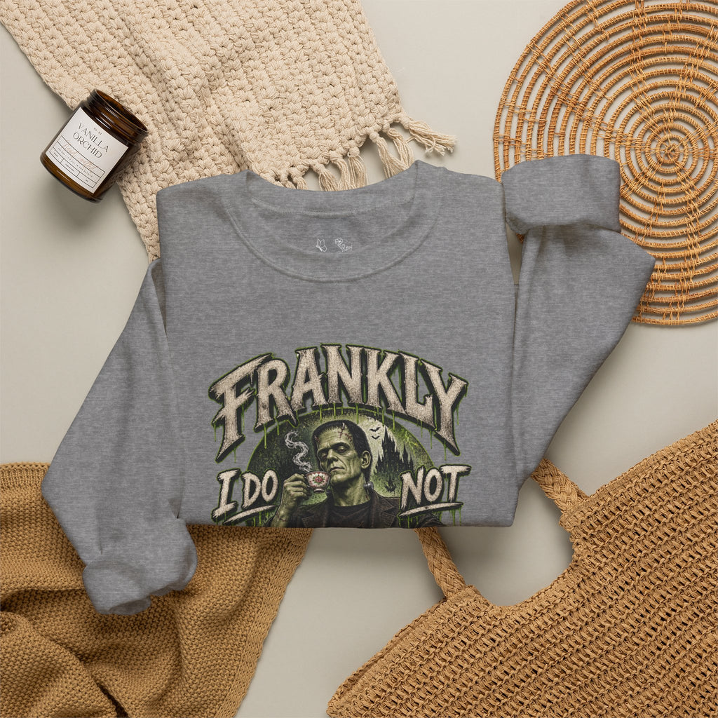 Sweatshirt — "Frankly I Do Not Care" Retro Gothic Skeleton Graphic Crewneck