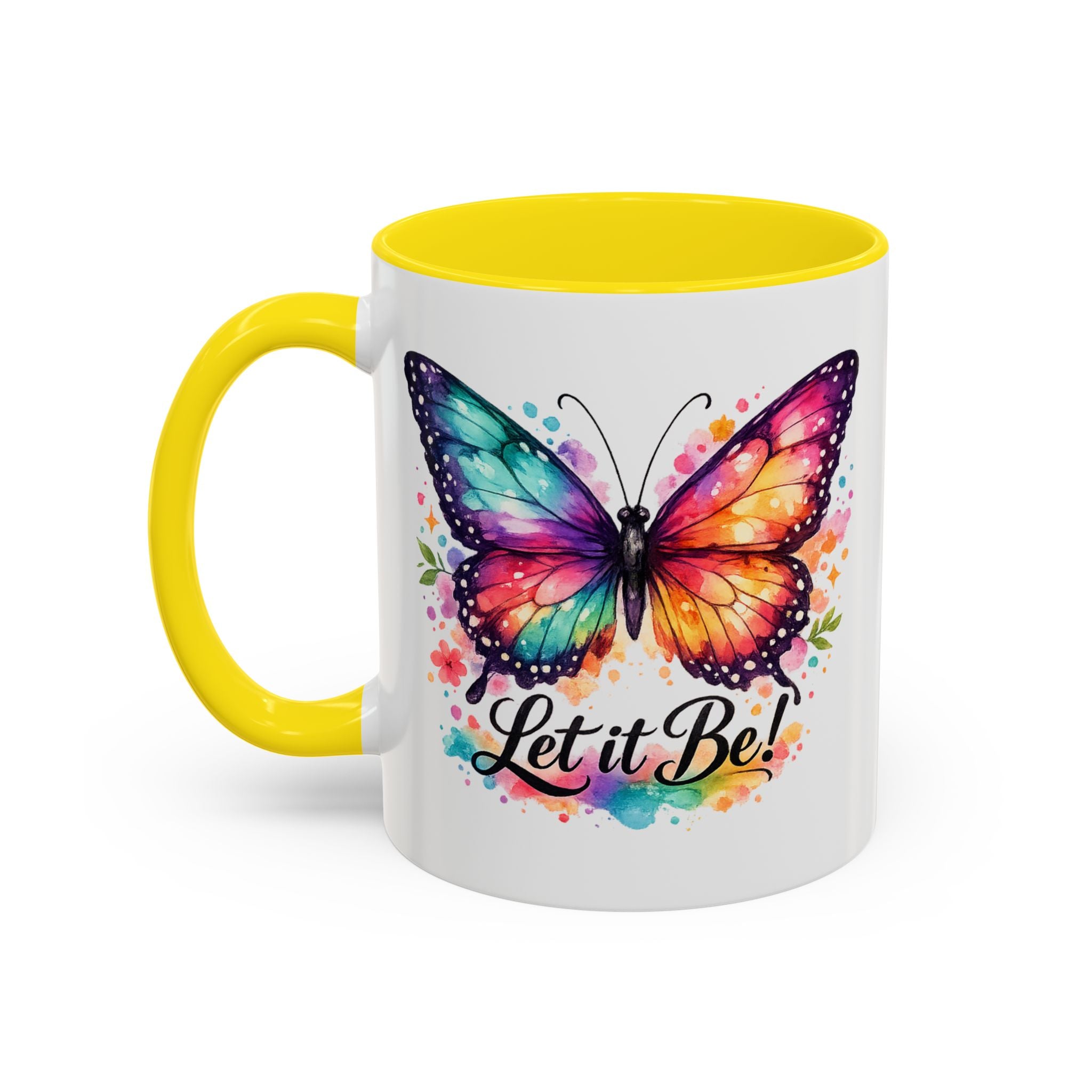 Let It Be Butterfly Accent Coffee Mug — Colorful Inspirational 11/15oz