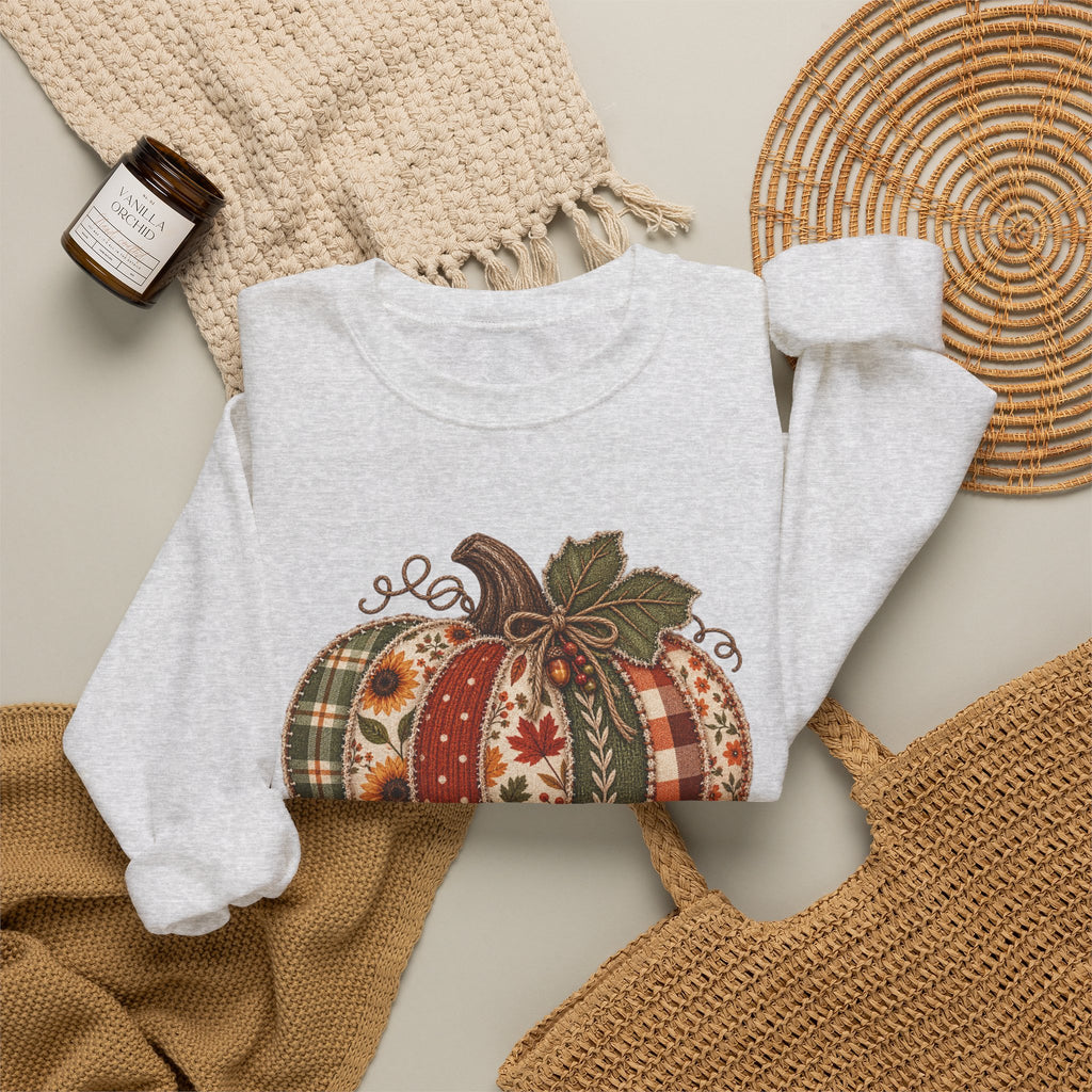 Autumn Patchwork Pumpkin Sweatshirt