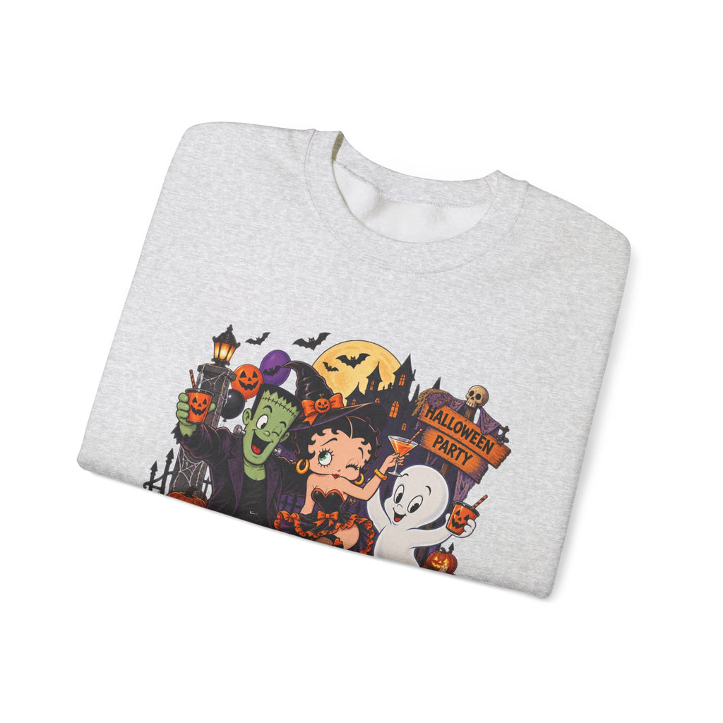 Halloween Betty Boop Crewneck Sweatshirt — Retro Spooky Cartoon Graphic