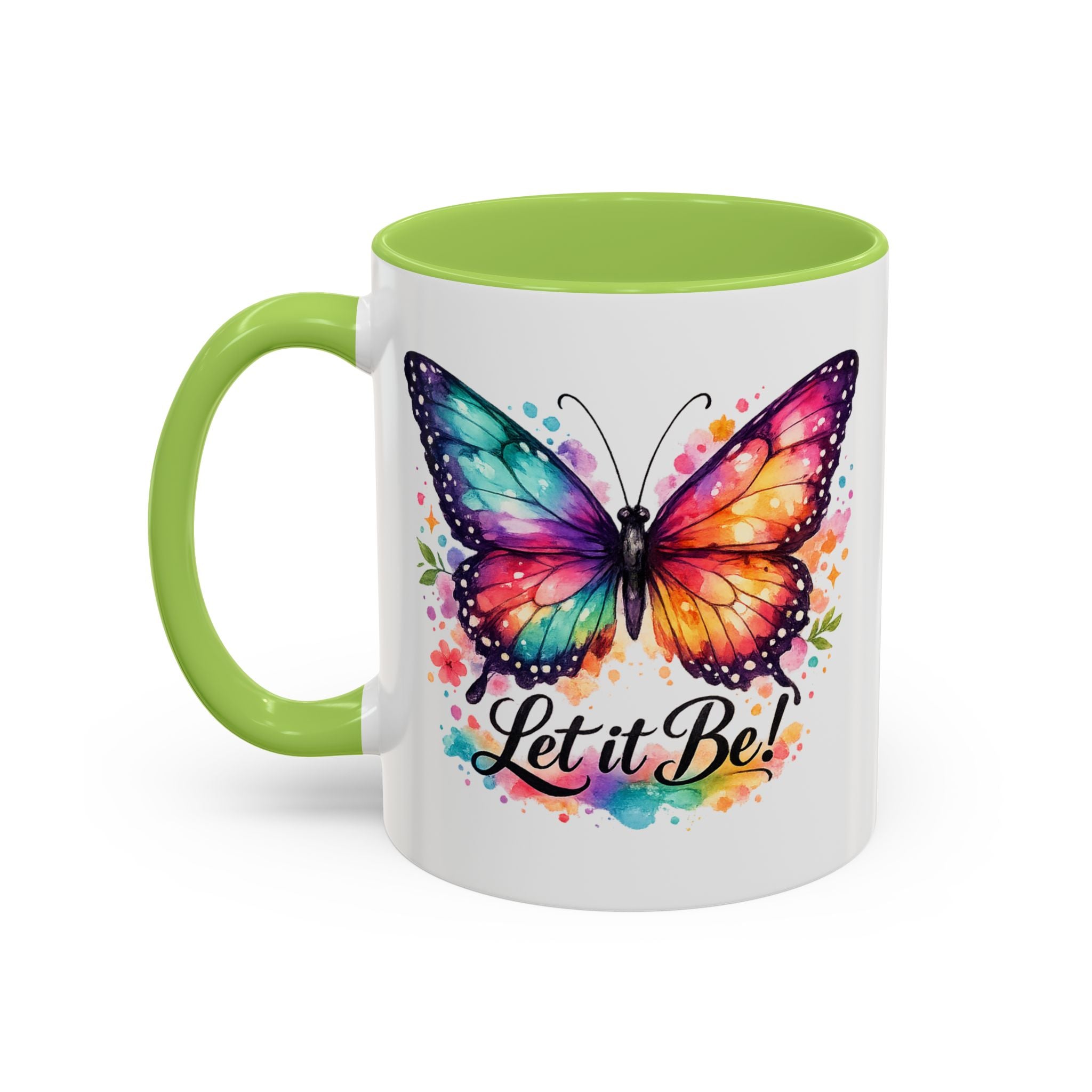 Let It Be Butterfly Accent Coffee Mug — Colorful Inspirational 11/15oz