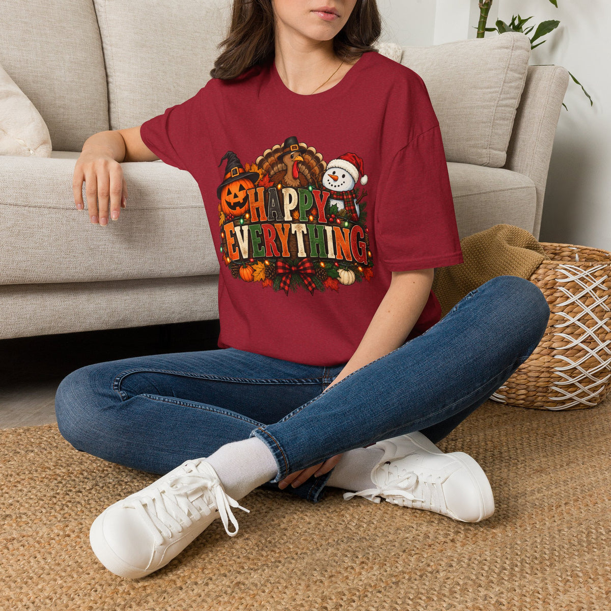 Holiday 'Happy Everything' T-Shirt — Thanksgiving, Halloween & Christmas Graphic Tee