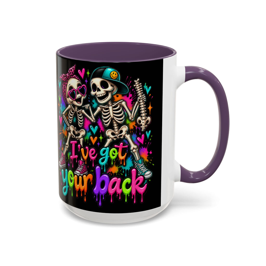 "I’ve Got Your Back" Skeleton Coffee Mug — Colorful Gothic Accent 11/15oz