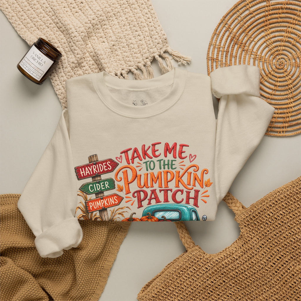 Pumpkin Patch Crewneck Sweatshirt — "Take Me to the Pumpkin Patch" Autumn Vibes