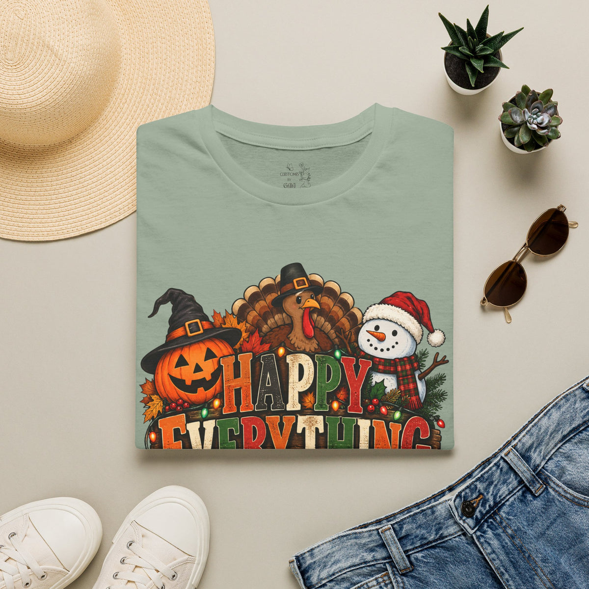 Holiday 'Happy Everything' T-Shirt — Thanksgiving, Halloween & Christmas Graphic Tee