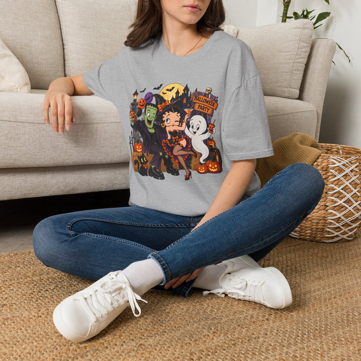 Halloween Party T‑Shirt — Betty Boop & Classic Cartoon Ghosts Costume Tee