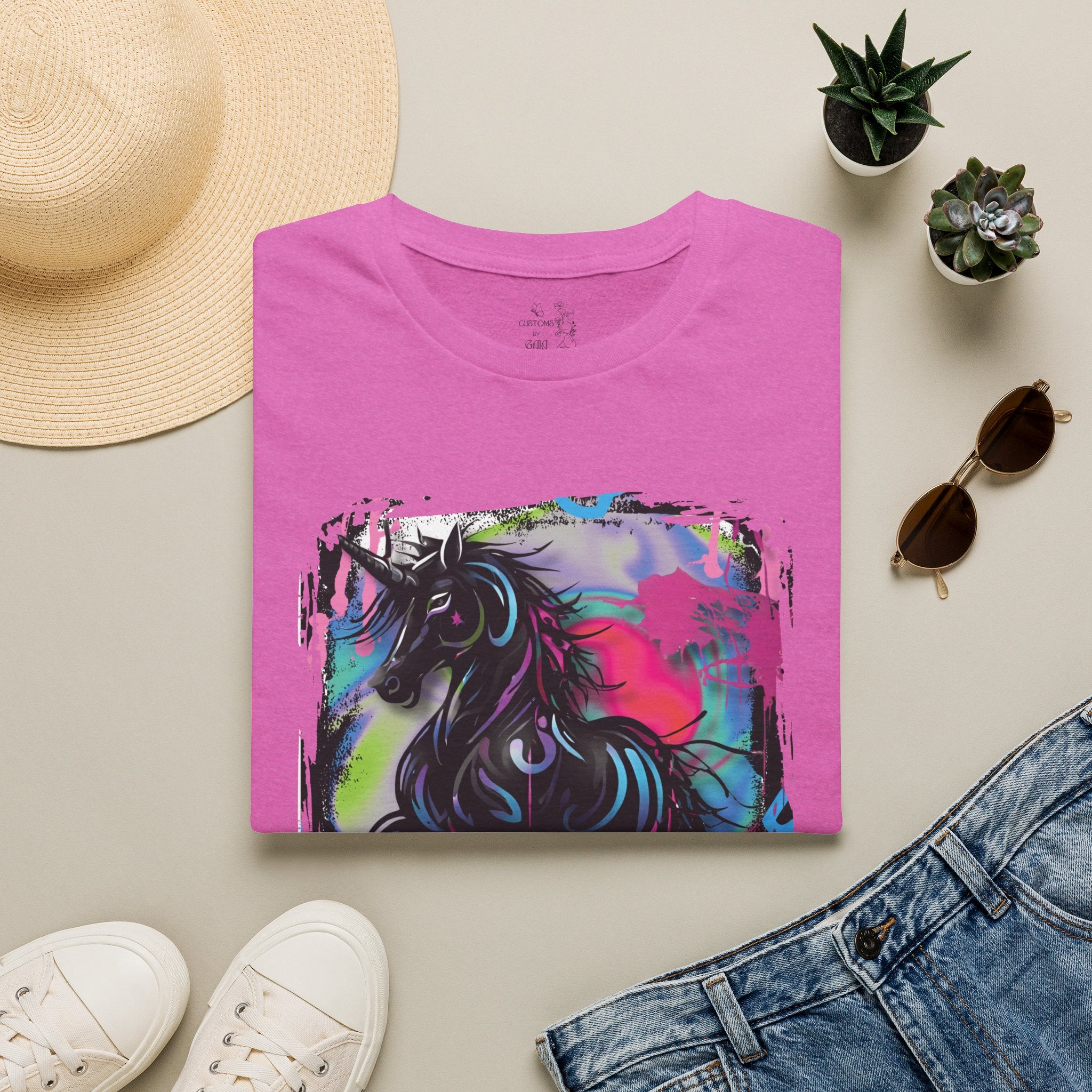 Colorful Neon Unicorn T-Shirt | Rainbow Graffiti Horse Art