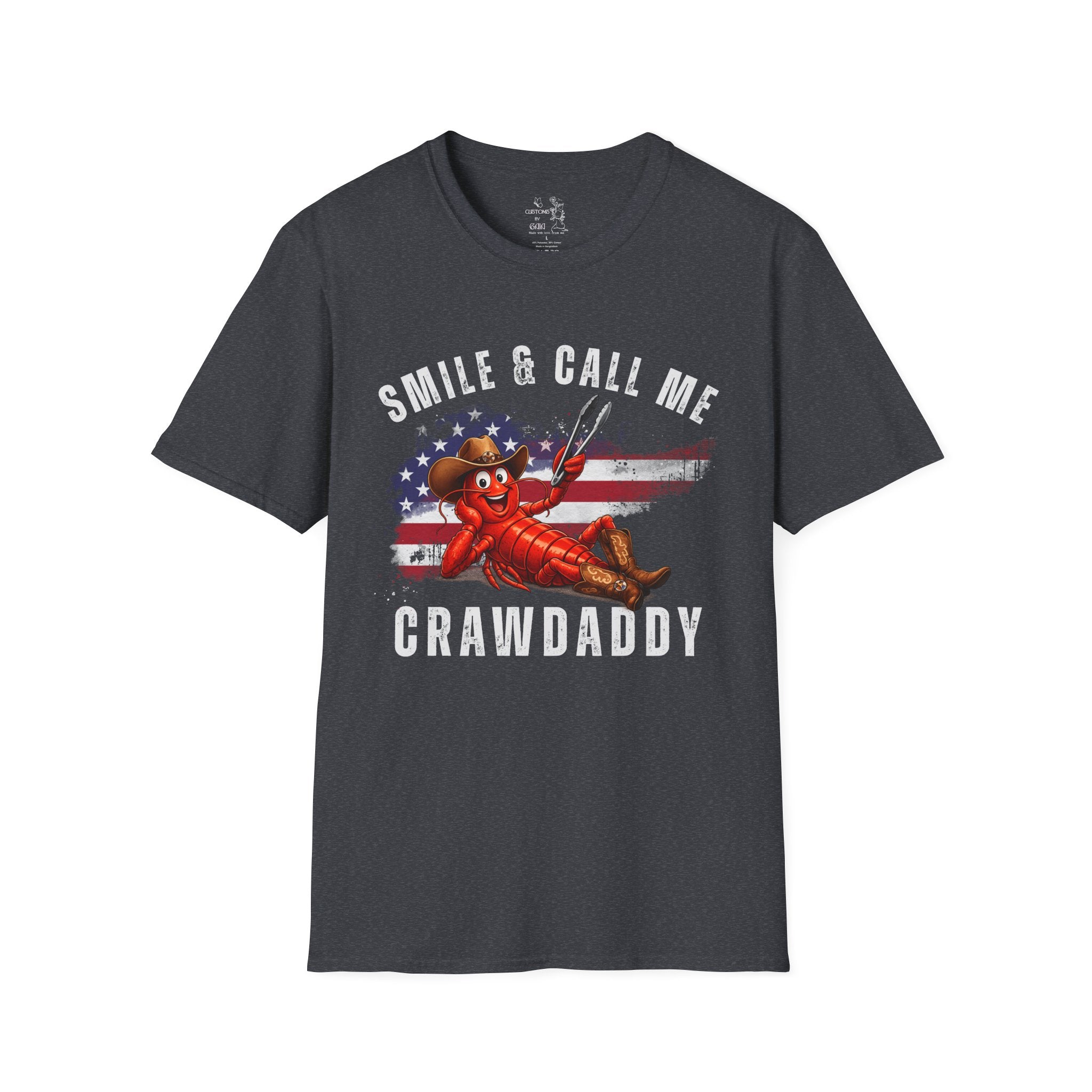 Crawfish T-Shirt — "Smile & Call Me Crawdaddy" Patriotic Cajun Tee