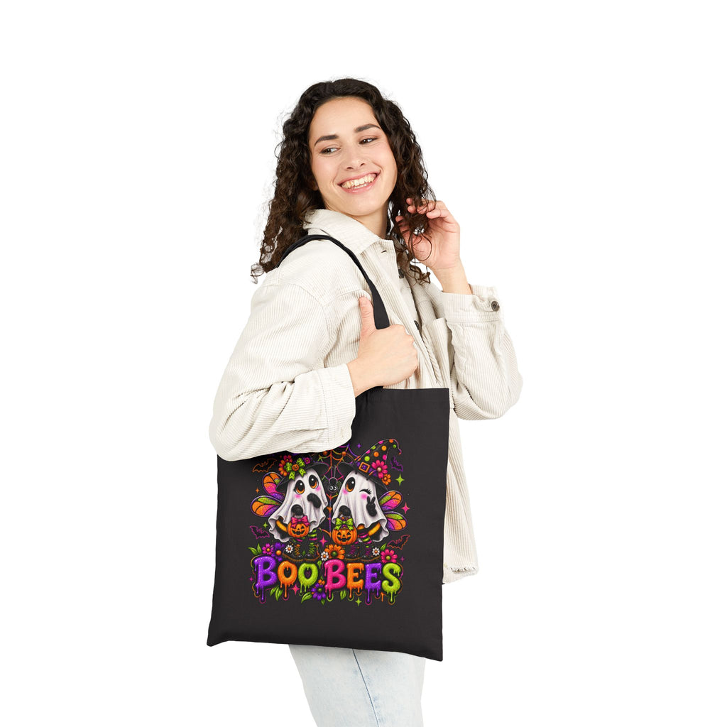 Halloween 'Boo Bees' Cotton Canvas Tote Bag - Cute Spooky Trick-or-Treat Market Bag