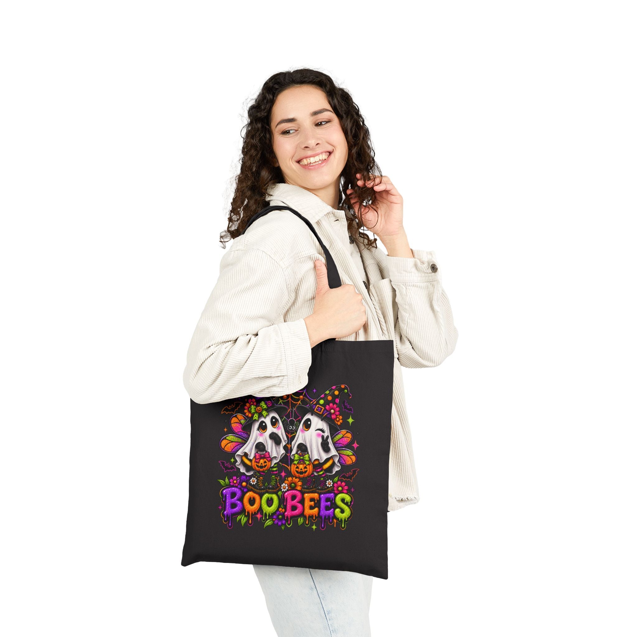 Halloween 'Boo Bees' Cotton Canvas Tote Bag - Cute Spooky Trick-or-Treat Market Bag