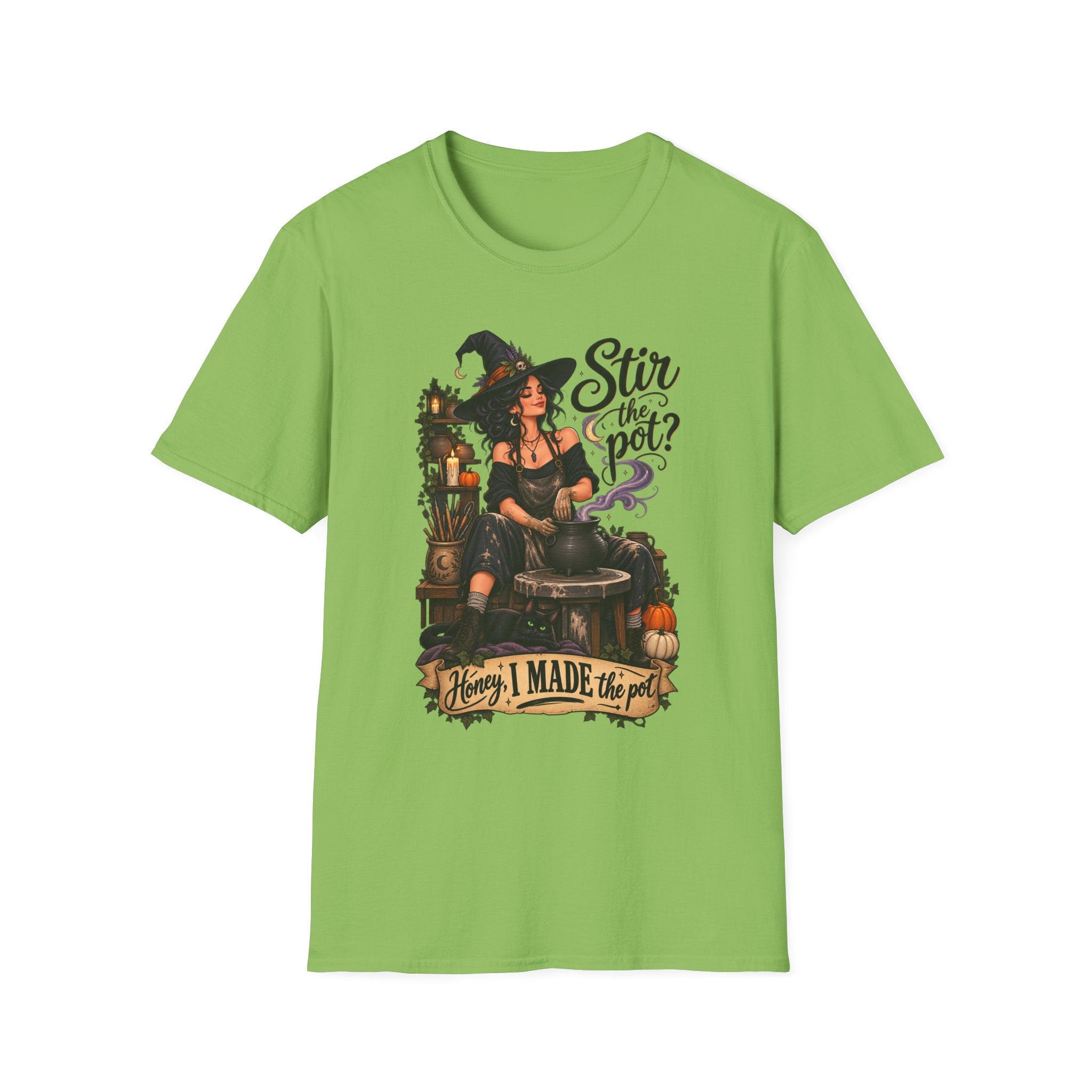 Stir the Pot Witch T-Shirt — Vintage Witch Cauldron Graphic Tee