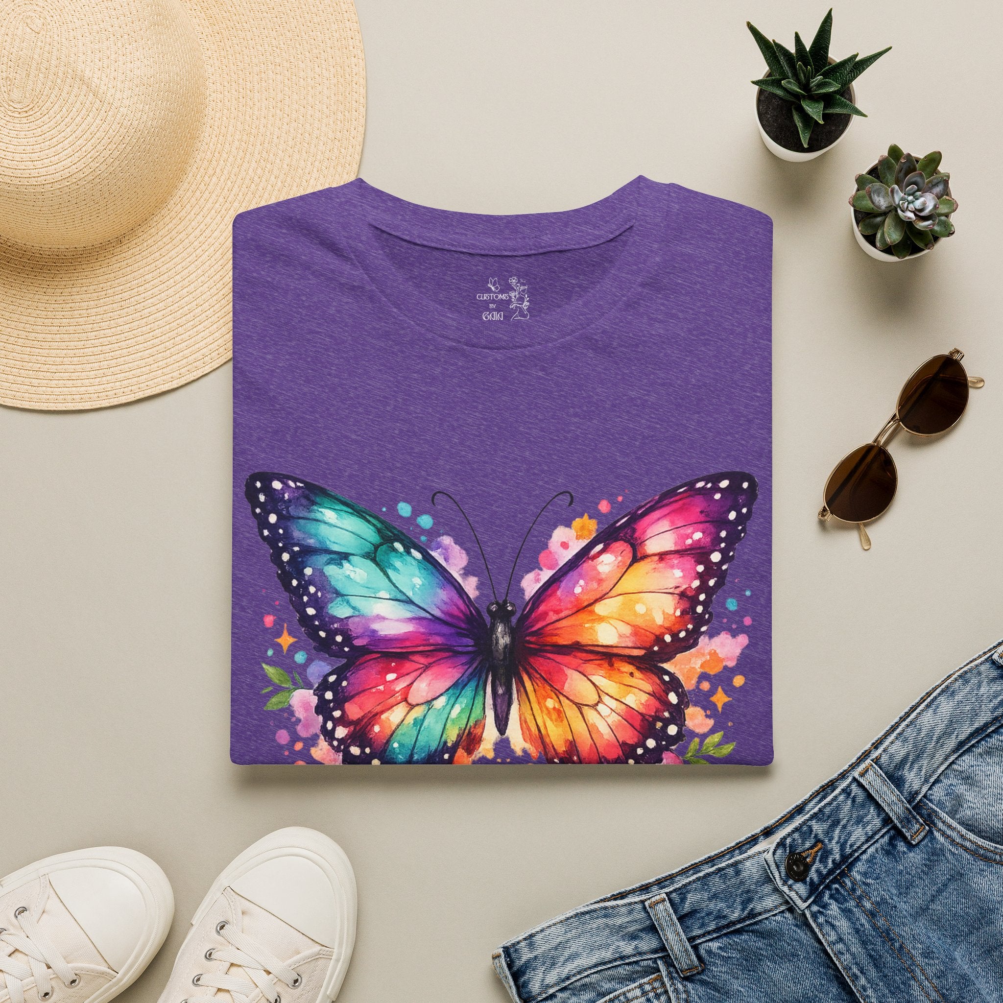 Butterfly "Let It Be" T-Shirt — Colorful Watercolor Wings Graphic Tee