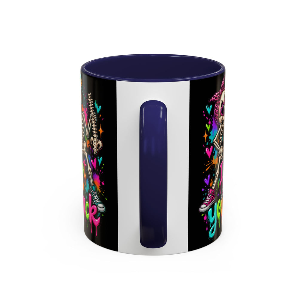 "I’ve Got Your Back" Skeleton Coffee Mug — Colorful Gothic Accent 11/15oz