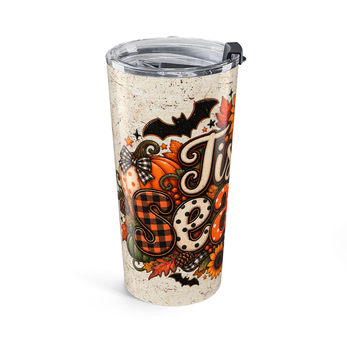 20oz Fall/Halloween Tumbler — 'Tis the Season' Sunflower & Pumpkin Travel Mug
